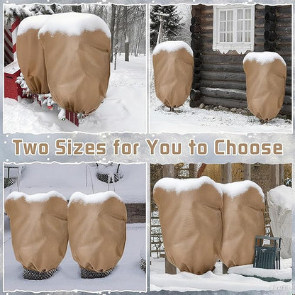 4 Pcs Plant Covers Freeze Protection Reusable Plant Protector with Zipper and Drawstring, Winter