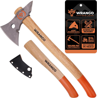 Titanium Camp Axe - 18" & 11.5" Wood Hickory Handles - Tomahawk Axe Spike End - 2-Piece Slip-Fit