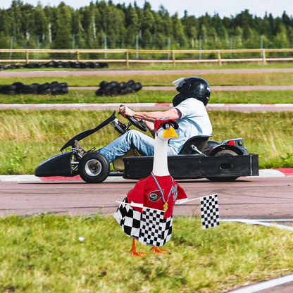 Porch Goose Outfits Cement Goose Race Car Driver Costume Clothing Racer Jumpsuit Clothes Goose