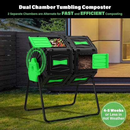 Compost Tumbler, Easy Assemble & Efficient Outdoor Compost Bin, 45 Gallon/170 Liter Large Dual