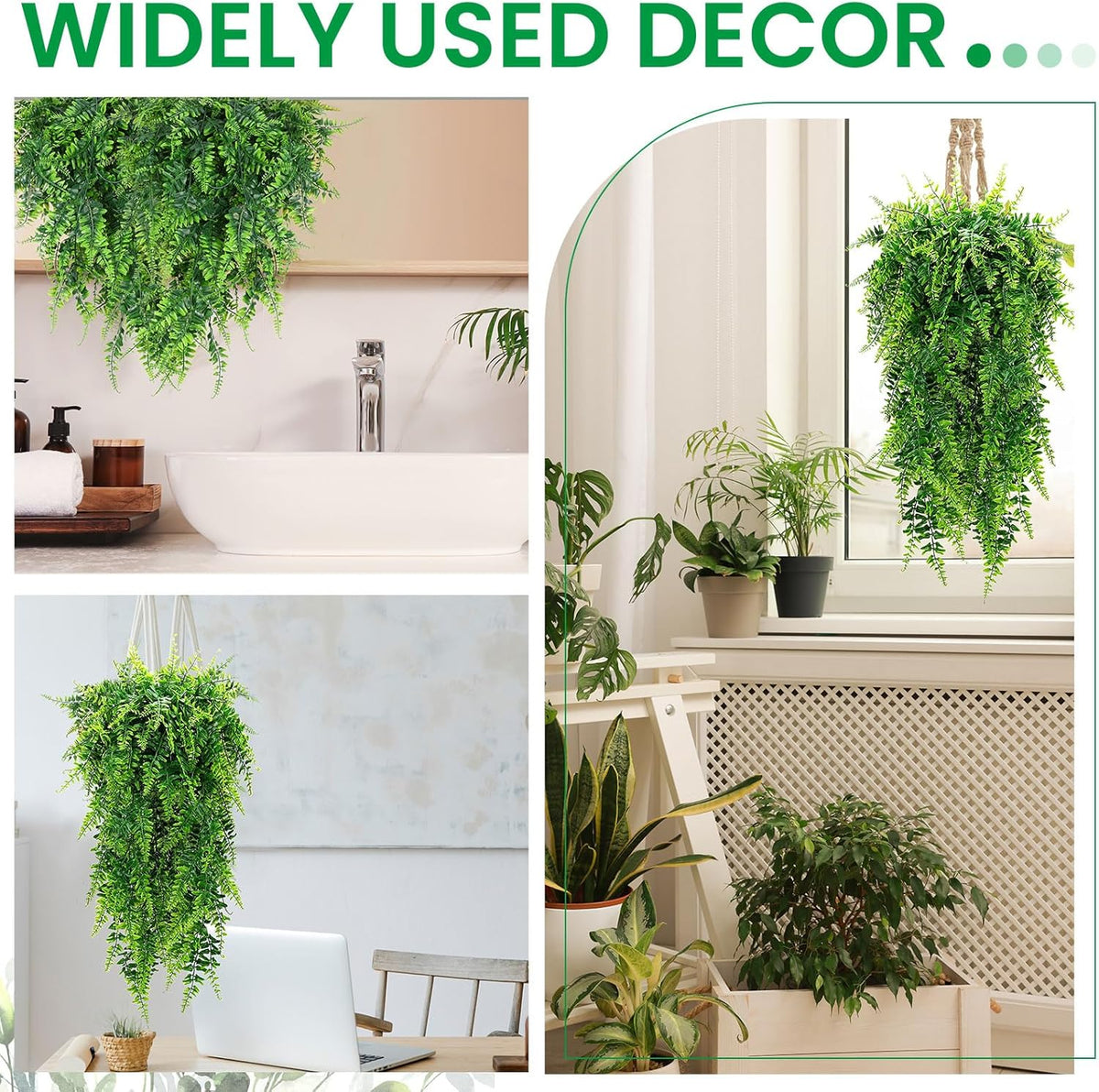 Geosar 104 Pcs Artificial Hanging Plants 32 Inch Hanging Boston Ferns Plastic Fake Plants for Wall