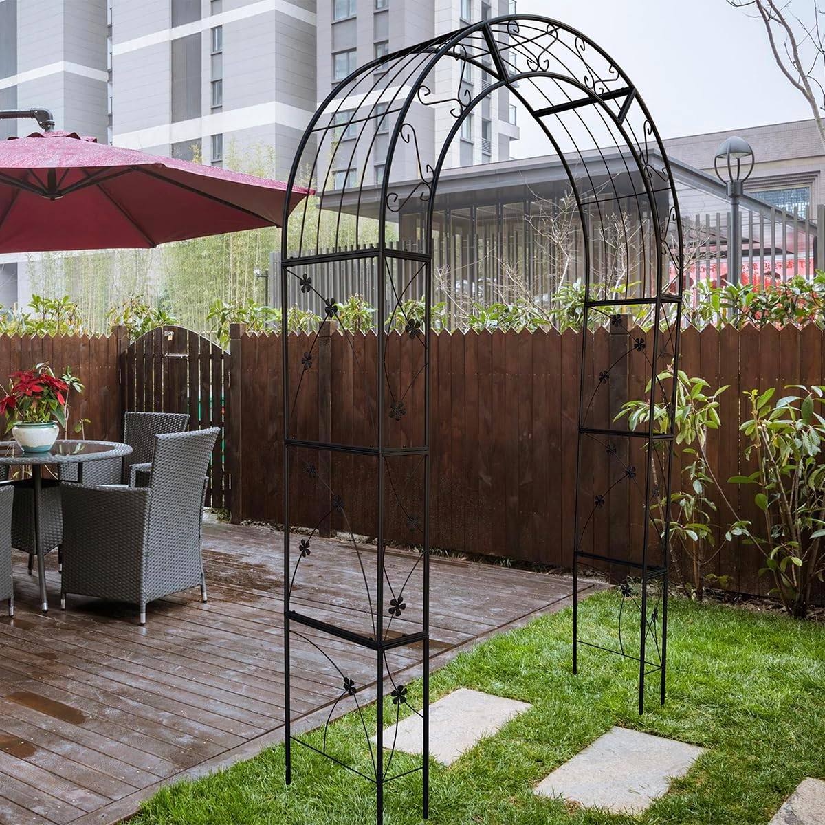 Metal Garden Arch, Garden Arch Trellis for Climbing Plants Outdoor, Garden Arbor for Weddings Party