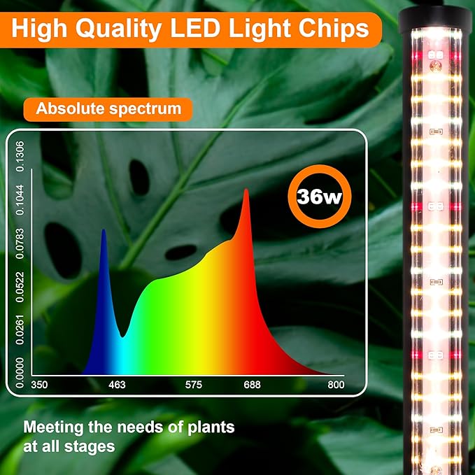 Plant Grow Lights Indoor – 64.5'' Tall Full Spectrum Plant Growing Lamps with 660nm, 3000K & 6000K