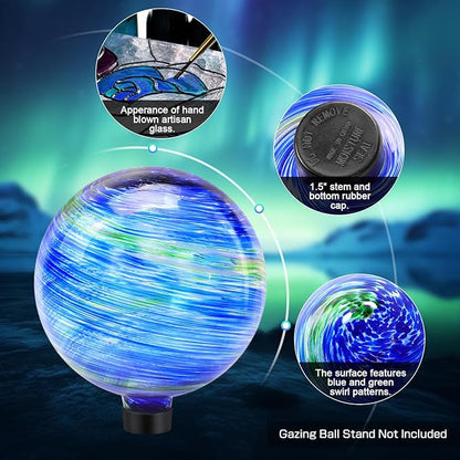 Gazing Balls for Garden, Blue and Green Hand Painted Gazing Ball, Reflective Ball Yard Ornament for