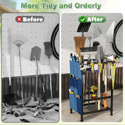 SAMRELAX Garden Tool Organizer, Garden Yard Tool Rack for Garage, Garage Organization and Storage