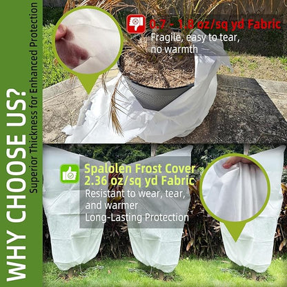 2 Pack Plant Covers Freeze Protection, 75"W x 90"H Winter Frost Blanket 2.36 oz/yd² Fabric Frost