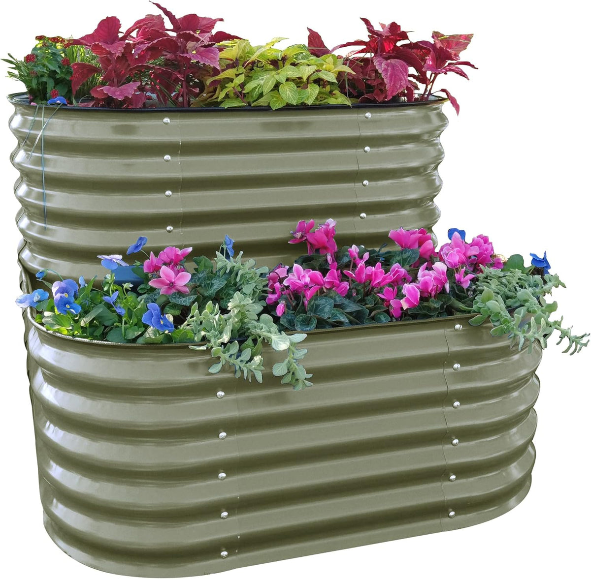 Vego garden Cascading Raised Garden Planter Box Outdoor Metal Galvanized Gardening Bed for