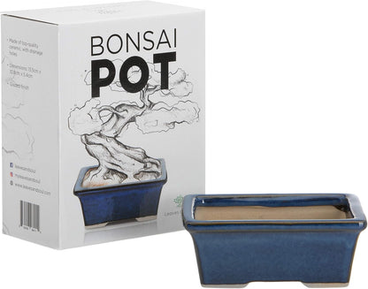Leaves and Soul Complete Bonsai Set - Small Blue Rectangle Bonsai Pot | 160ft of Bonsai Hobby Wire