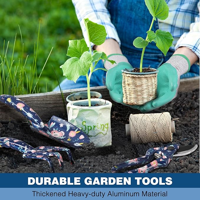 WORKPRO 5PCS Garden Tool Set, Aluminum Heavy Duty Gardening Tool Set with Garden Tool Bag, Outdoor