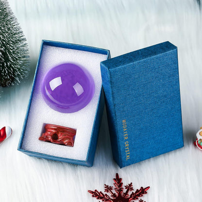 Purple Crystal Ball 60mm Crystal Ball with Wooden Stand and Gift Box for Magic,lensball