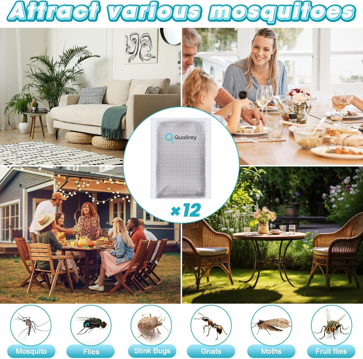 12 Pack Mosquito Attractant in Bulk, Lure for Bug Zapper Bait Refill Compatible with All Mosquito