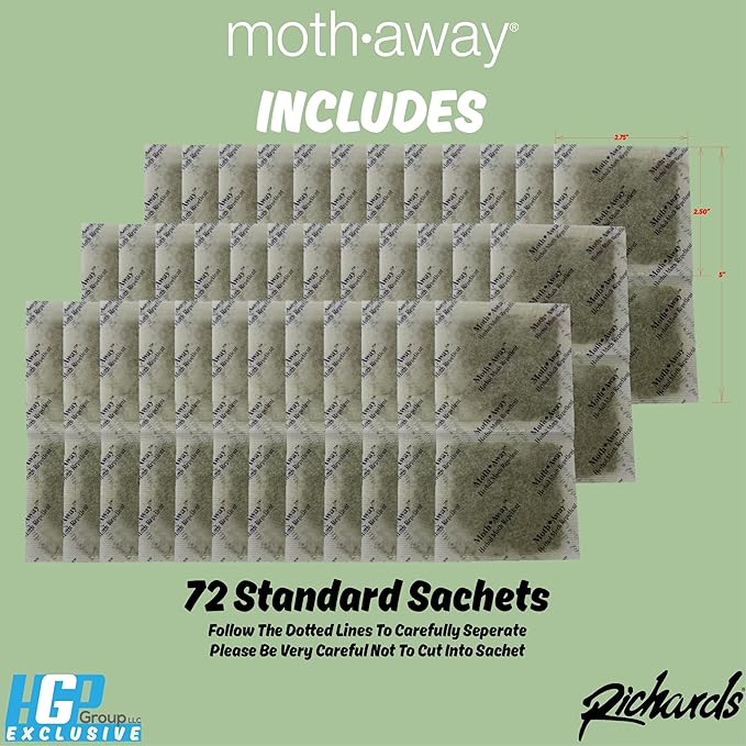Richards Homewares Moth Away Sachets – 72-Pack Value Bundle, Natural Herbal Moth Repellent
