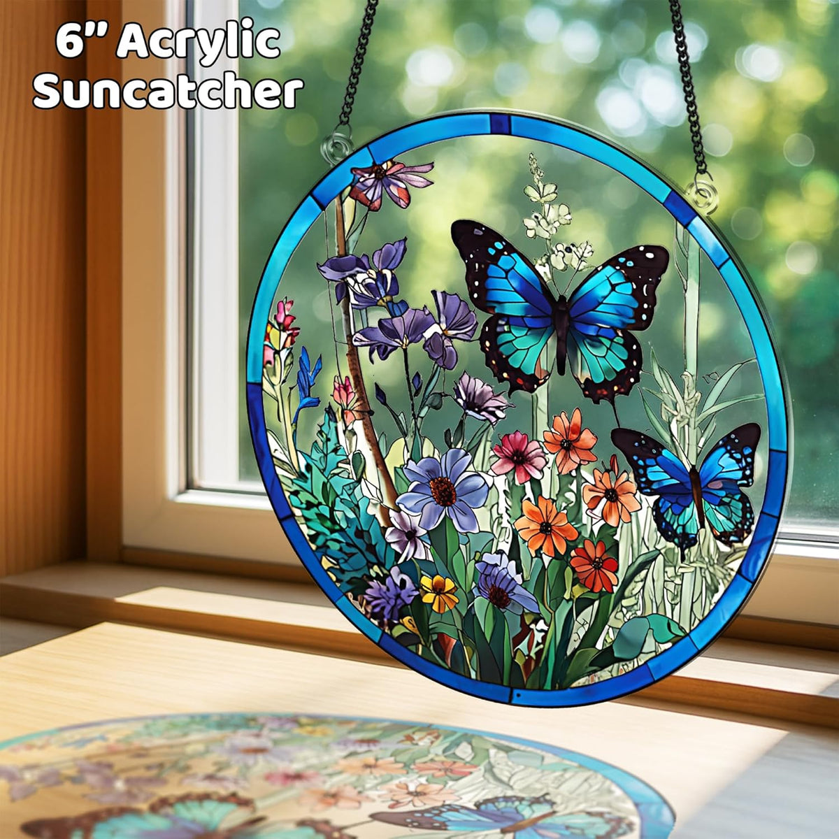 2 Cardinal Butterfly Acrylic Suncatcher, Art Decor for Home, Suncatcher for Window Hanging Indoor
