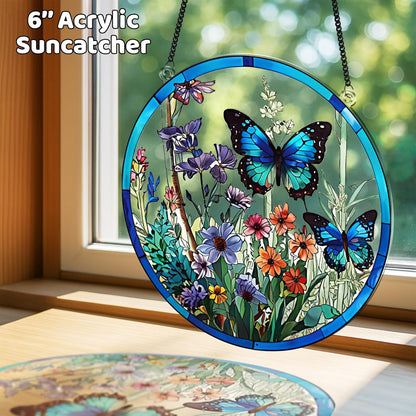 2 Cardinal Butterfly Acrylic Suncatcher, Art Decor for Home, Suncatcher for Window Hanging Indoor