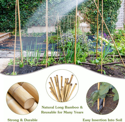 Plant Stakes 4.8FT, Natural Bamboo Stakes, HAINANSTRY 20Pcs Sturdy Bamboo Garden Stakes, Bamboo