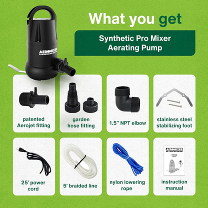 Aeromixer Synthetic 3/4 HP Submersible Mixing + Aerating Pump - Submersible Water Pump for Nutrient