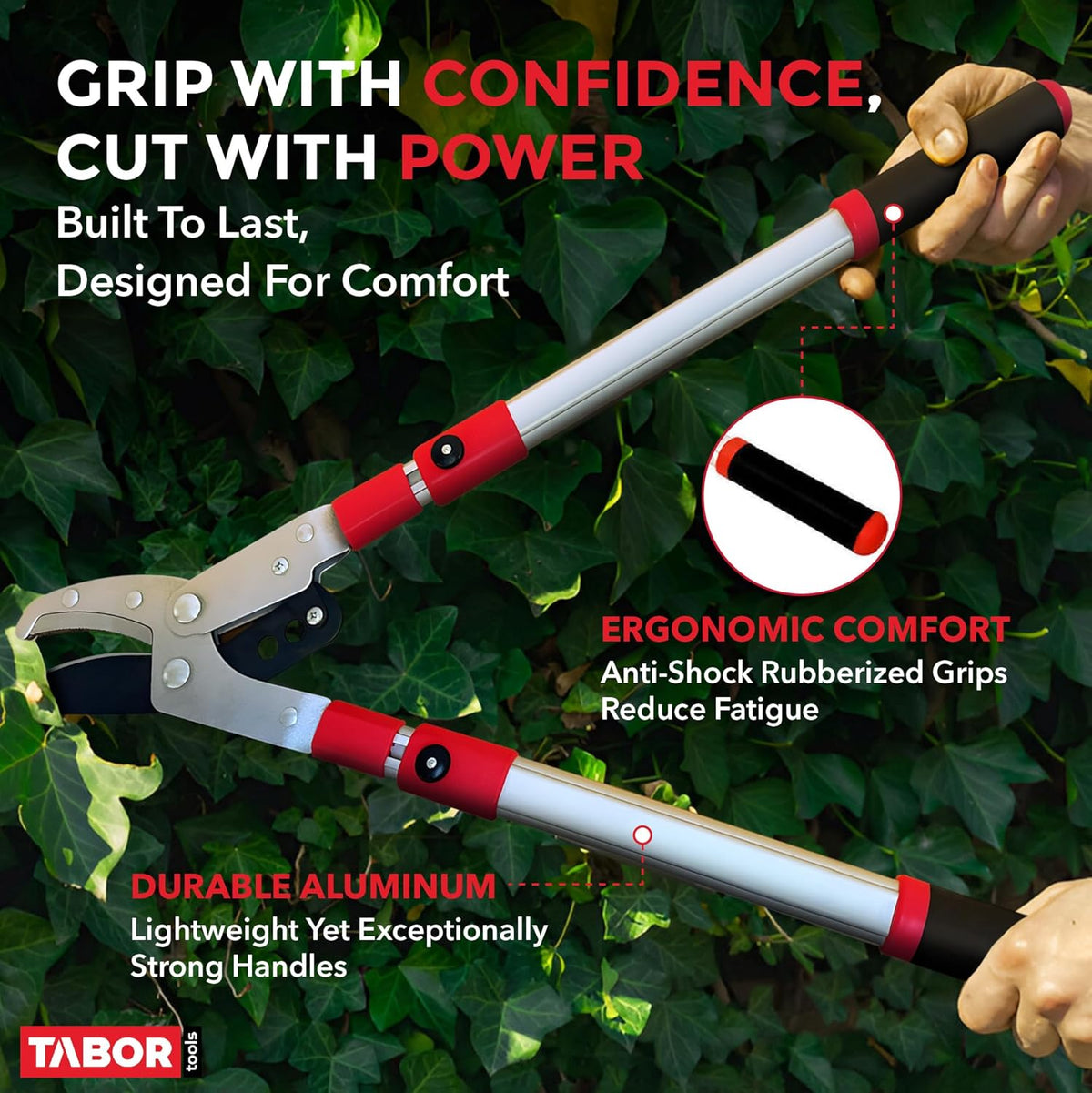TABOR TOOLS GG22A Telescopic Extendable Anvil Lopper with Compound Action, 27-40 Inch Telescopic