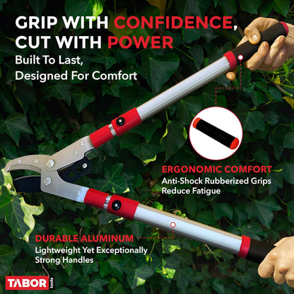 TABOR TOOLS GG22A Telescopic Extendable Anvil Lopper with Compound Action, 27-40 Inch Telescopic