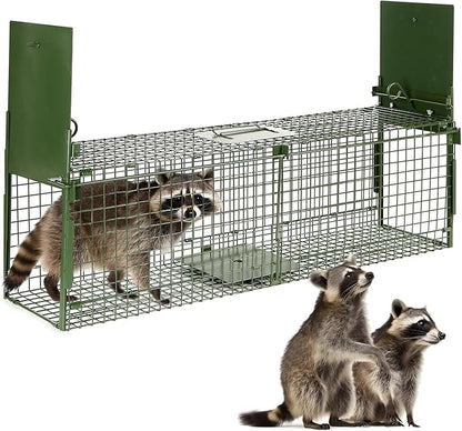 40” 2 Door Live Animal Trap, Easy Set and Release Animal Trap, Live Animal Trap Cage for catching