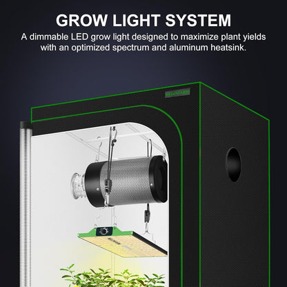 MELONFARM Grow Tent Complete Setup 2x2, 70W Full Spectrum LED Grow Light & 24"x24"x48" Grow Tent