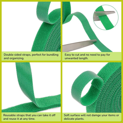 Reusable Plant Ties Hook and Loop Soft Garden Tape Roll Gentle Plant Supporting Ties Double Sided