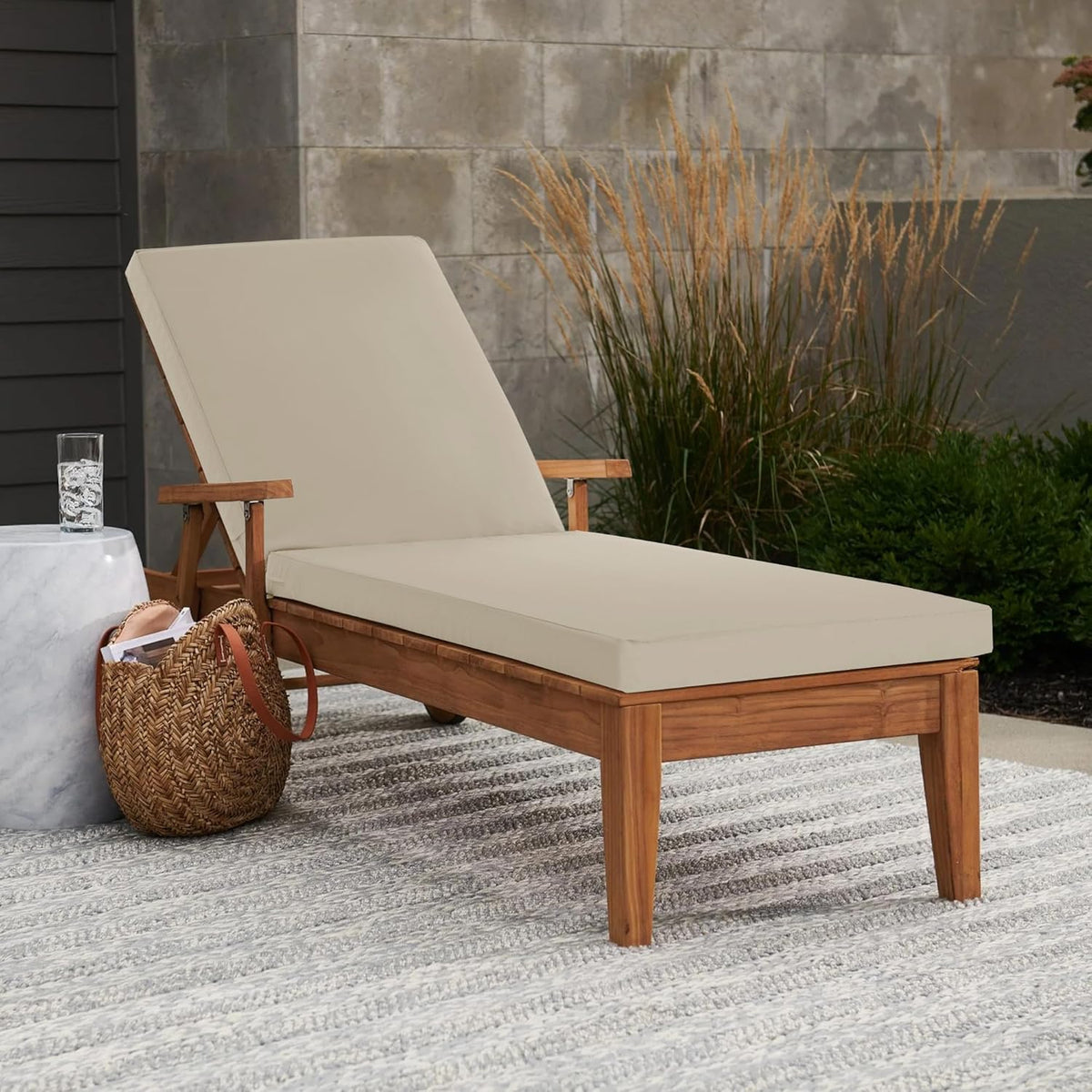 Chaise Lounge Cushions Outdoor - Waterproof and Fade Resistant Sun Lounger Replacement Cushions