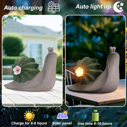 Solar Cactus Snail Statue Garden Decor Light - Outdoor Decorative LED Flower, Suitable for Patio