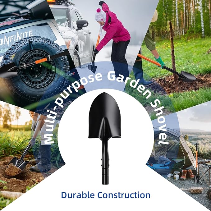 Small Shovel for Digging with Metal Handle, 43.7 Inch Heavy Duty Garden Shovel, Trench Shovels