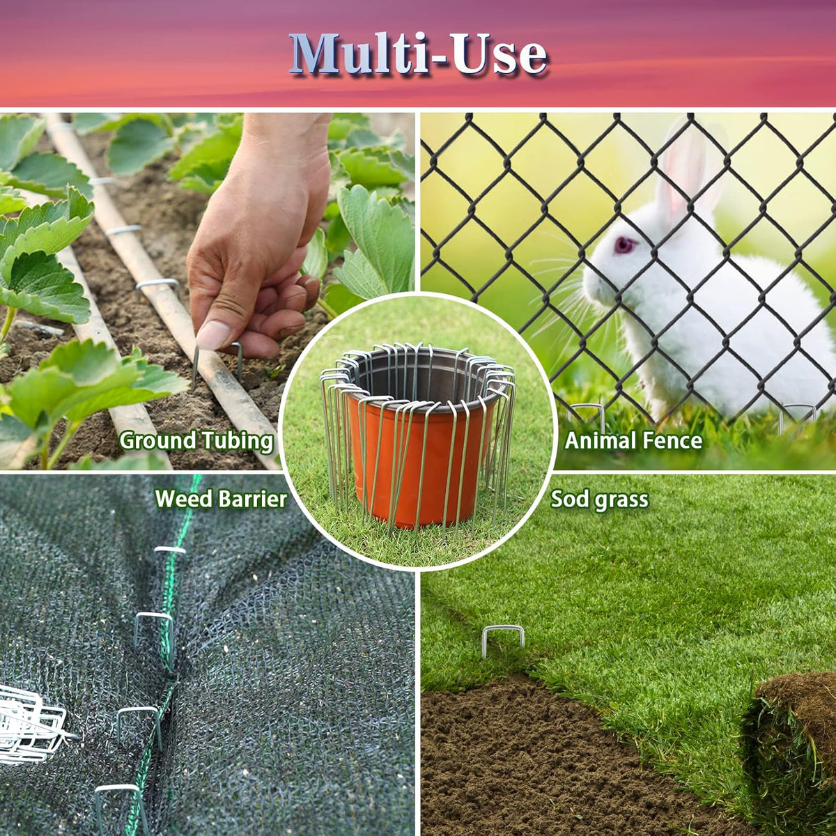 Gtongoko 50 Pack 4 Inch Galvanized Landscape Staples Garden Stakes Plant Cover Stakes 11 Gauge Lawn