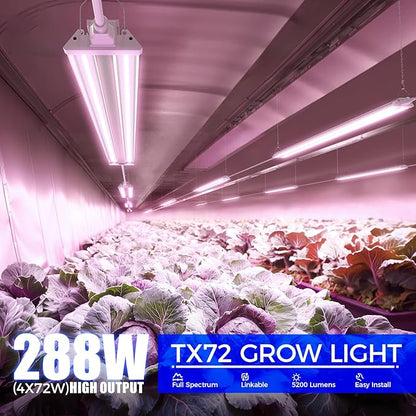 Barrina TX72 4FT Grow Lights for Seed Starting, 288W(4 x 72W, 2000W Equivalent), Full Spectrum