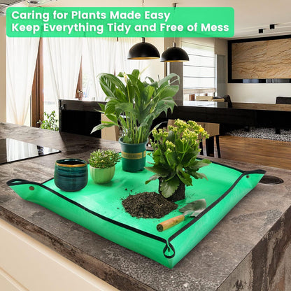 2 Pcs 26.8" x 26.8" Potting Mat for Indoor Plants Transplanting Control Mess Square Repotting Mat