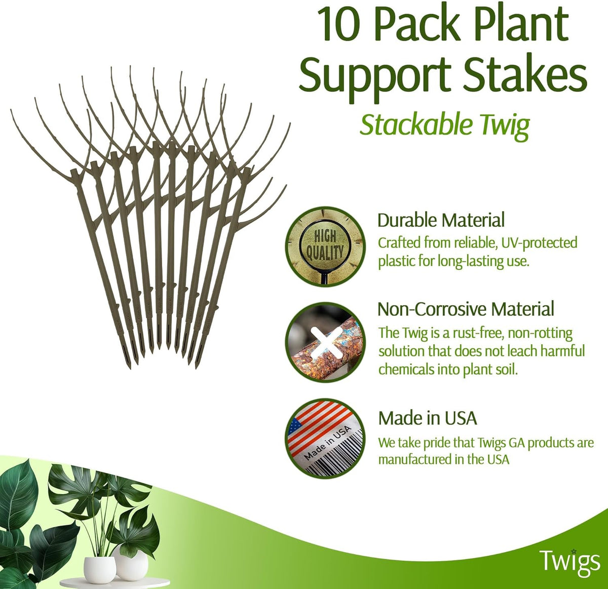 Stackable Plant Support Stakes, Stem Holder Structures for Indoor & Outdoor Use, Garden Accessories