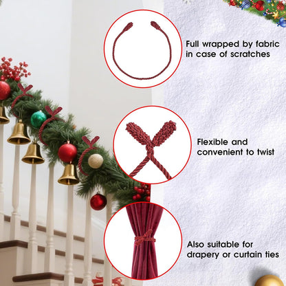 Christmas Garland Ties, 16Pcs 20in Garland Twist Ties for Banister, Reusable and Flexible