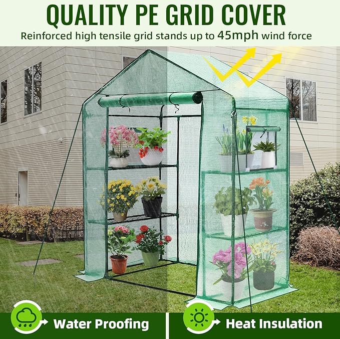 Greengro Greenhouse, 28 x 57 x 76'' Greenhouses for Outdoors, Small Plant Green House with Screen