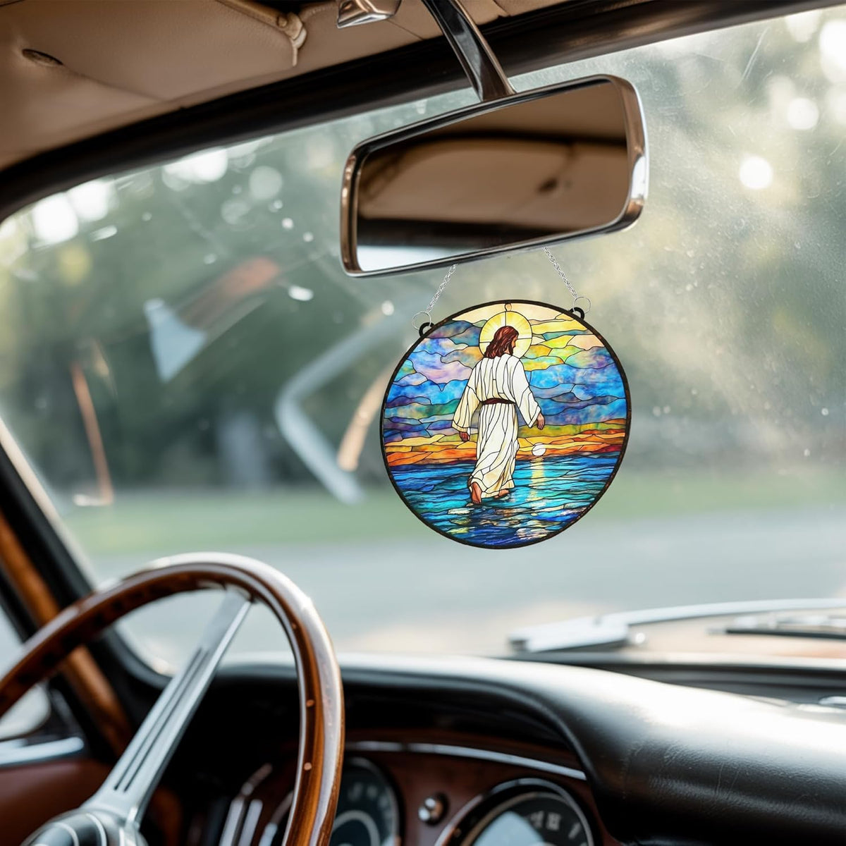 Christian Cross Acrylic Suncatcher Stained Glass Effect Memorial Window Car Hanging Christmas