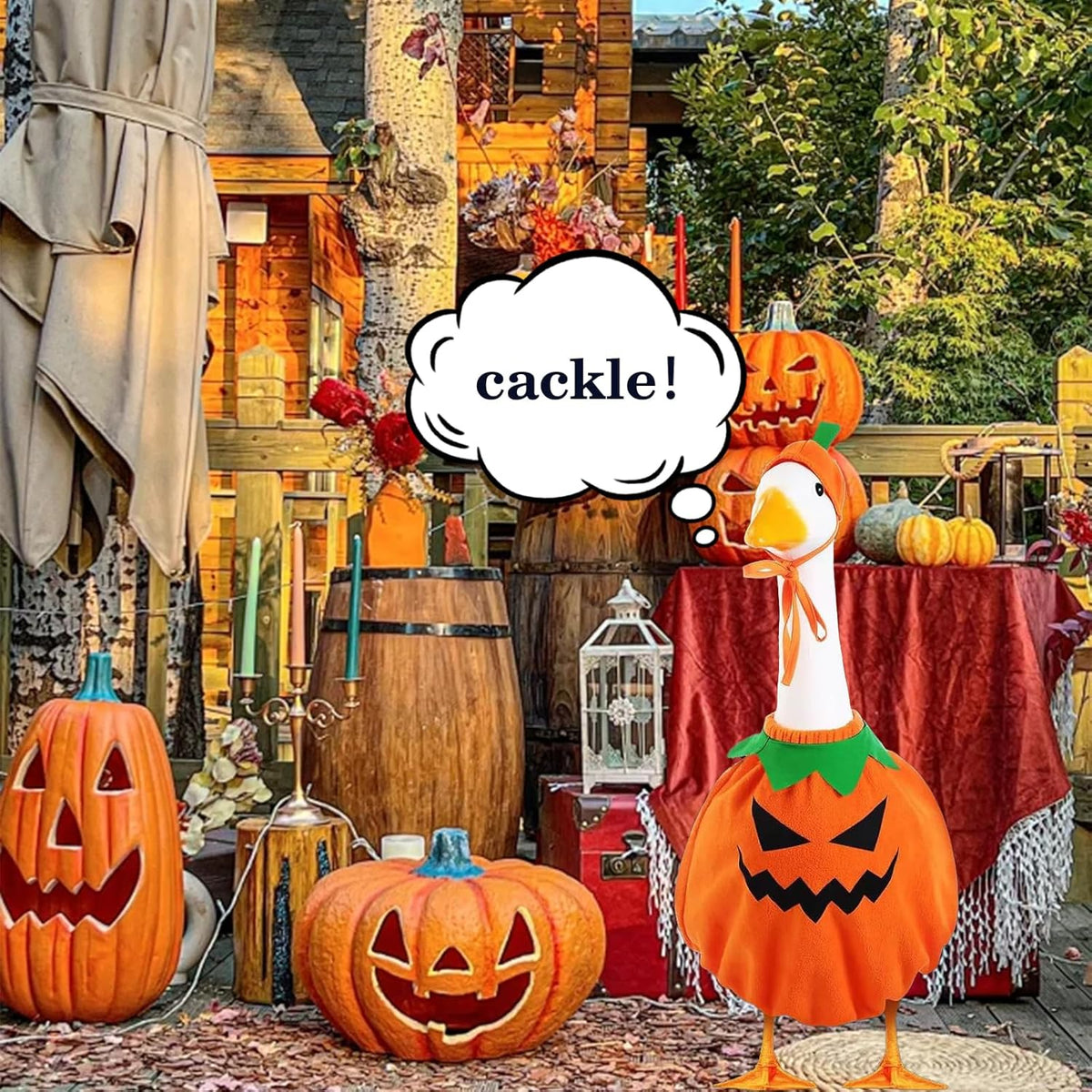 Porch Goose Outfits for 23" Plastic Porch Goose Halloween Pumpkin Outfit Goose Clothes for Cement