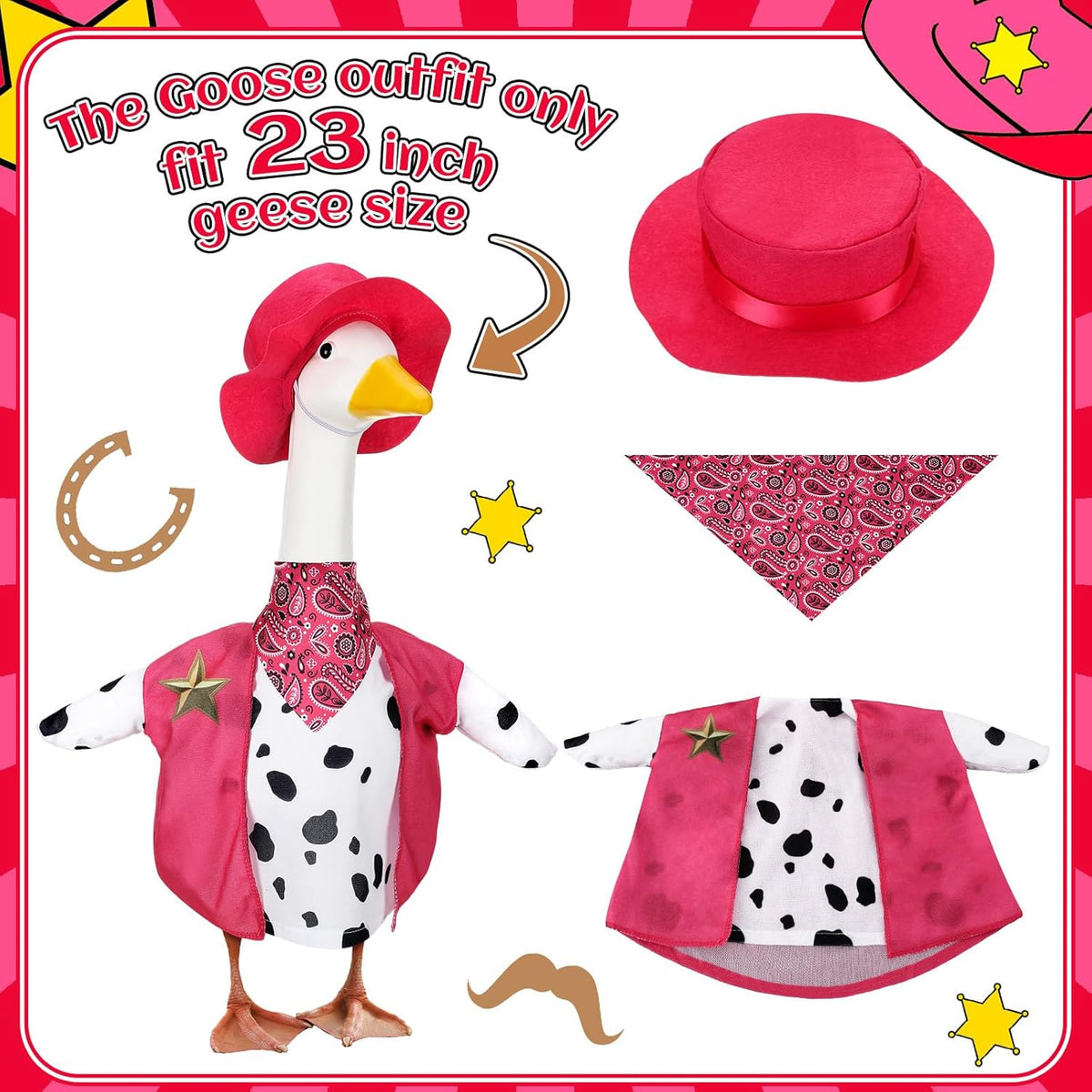 Halloween Goose Outfits for 23'' High Cement or Plastic Porch Lawn Goose Clothes for Garden Yard