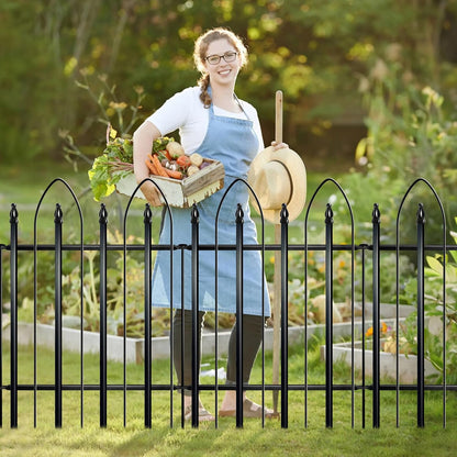 Garden Fence 32 inch H x 24 inch W (5 Panels, Total 10 feet), Metal Decorative Border Folding