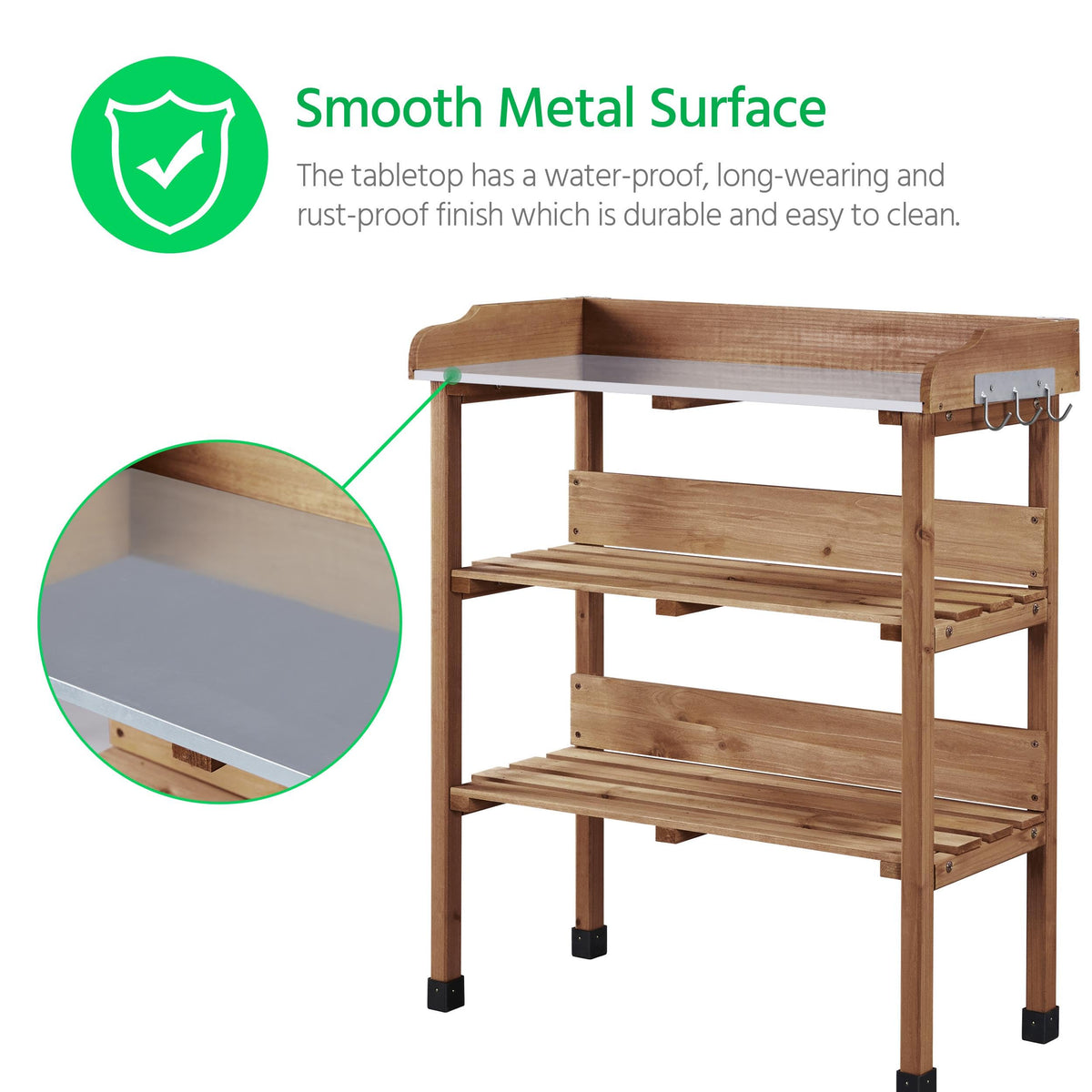 Yaheetech Potting Bench Outdoor Console Table w/3-Tier Storage,Brown