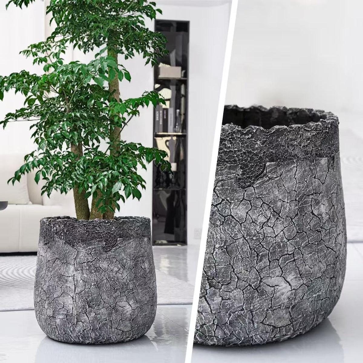 Craft flowerpots 18"+13"+9" Dia Round Concrete Planter Set of 3 Large Outdoor/Indoor Planter Pots