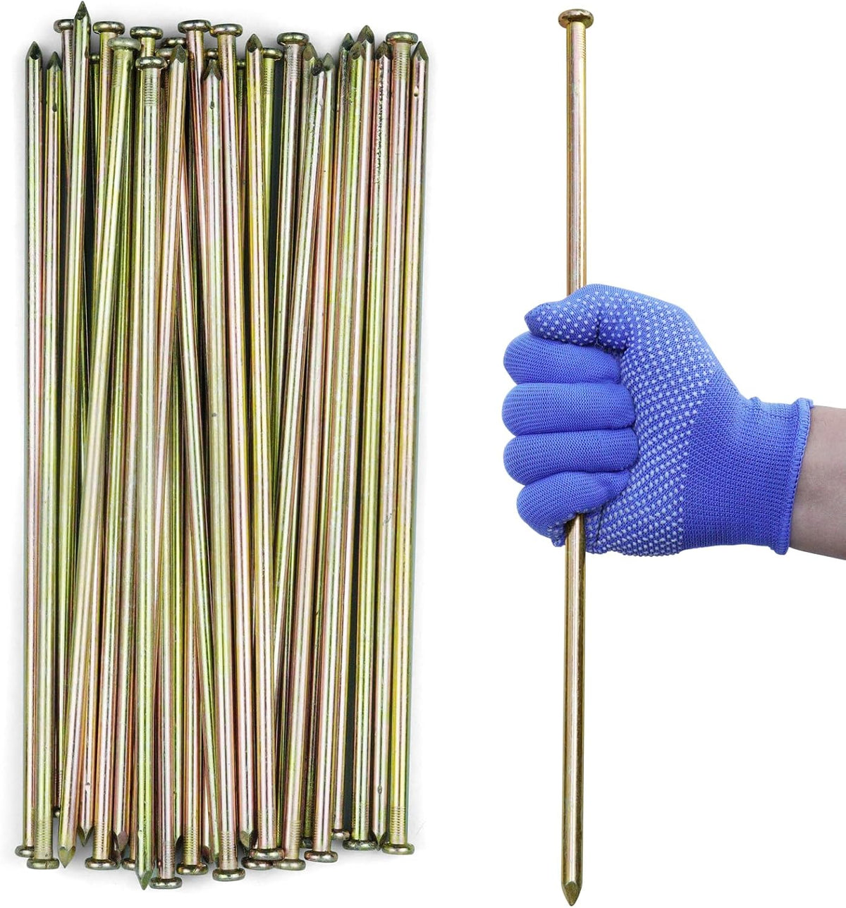25 Pcs 16 Inch Landscape Stakes, Heavy Duty Galvanized Rebar Anchor for Paver Edging, Weed Barrier