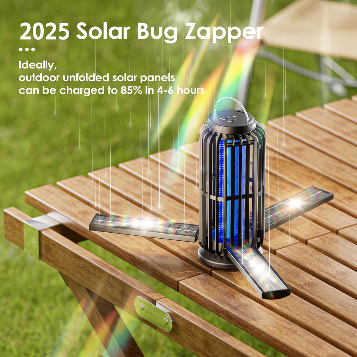 TYPEC Bug Zapper 2 Pack, Solar Bug Zapper with 3 Solar Charging Panels, IP65 Waterproof Mosquito