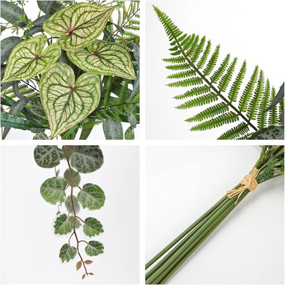 DILATATA Artificial Greenery Stems Box Set, 5 Kinds Mixed Eucalyptus Leaves Trailing Vine Plant