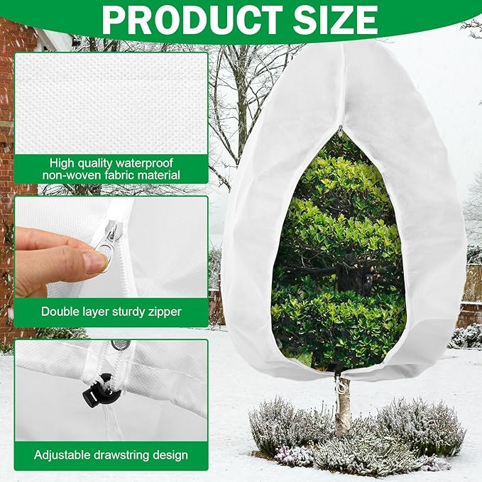 Plant Covers Freeze Protection 10 x 10 ft Extra Large Frost Cloth Plant Covers with Zipper