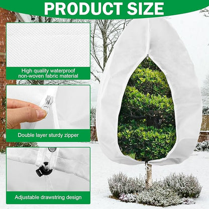 Plant Covers Freeze Protection 10 x 10 ft Extra Large Frost Cloth Plant Covers with Zipper