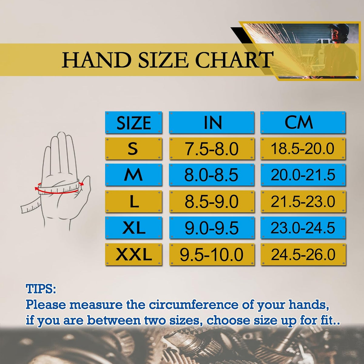 HANDLANDY Men Leather Gardening Gloves, Utility Work Gloves for Mechanics, Construction, Driver
