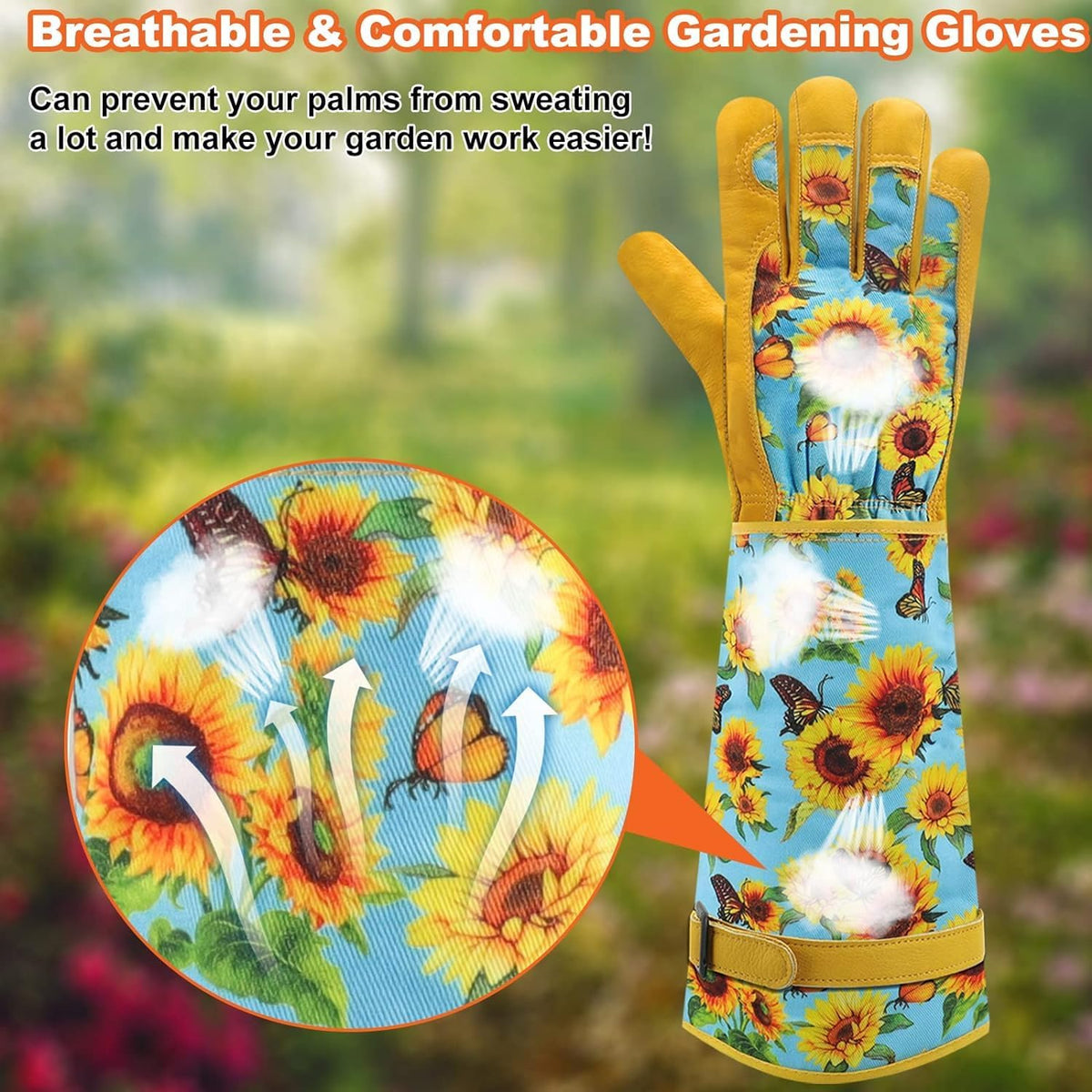 DLY Gardening Gloves for Women, Rose Gloves Gardening Thorn Proof, Long Garden Gloves for Women