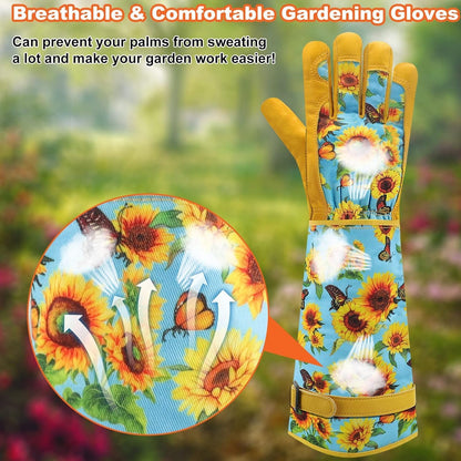 DLY Gardening Gloves for Women, Rose Gloves Gardening Thorn Proof, Long Garden Gloves for Women