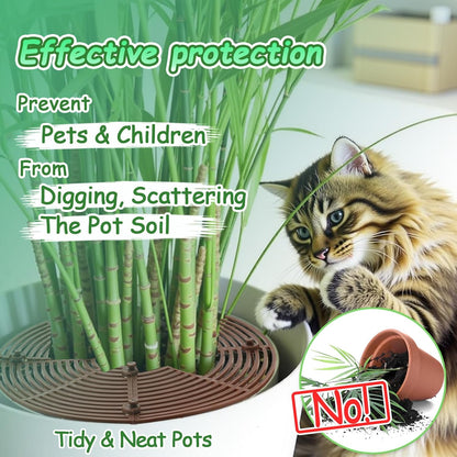 Plant Pot Cover, 3 Pack Planter Protectors Flower Pot Gird for Indoor Potted Soil Cover Round Plant