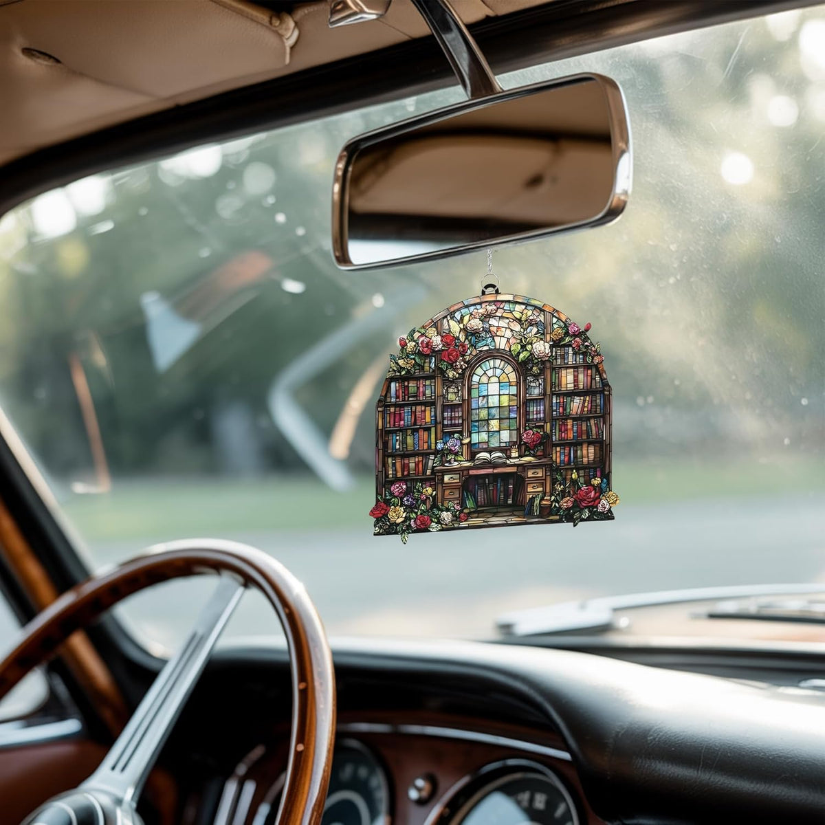 Book and Flower Bookish Acrylic Suncatcher Stained Glass Effect Window Car Hanging Christmas